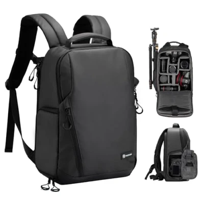 Abbildung von TARION Kamerarucksack, Wasserdicht Fotorucksack SLR Kameratasche Kamera Rucksack mit 14 Zoll Laptopfach und Regenschutz für Spiegelreflexkameras