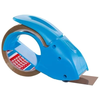 Abbildung von tesapack Abroller Pack&#039; n&#039; Go Ergonomischer, blauer Handabroller für Paketbänder Inklusive 50 m x 48 mm Klebeband
