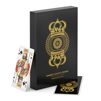 Abbildung von TS Spielkarten Romme Kunststoff Kartenset Gold Edition wasserfest für Poker, Canasta, Bridge mit klassisch französischem Bild