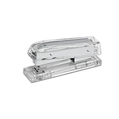 Abbildung von MAUL Heftgerät aus Acryl stilvoller Tacker für bis zu 15 Blatt 24/6er und 26/6er Heftklammern Standnoppen sicheren Stand Organizer Büro Arbeitsplatz Transparent