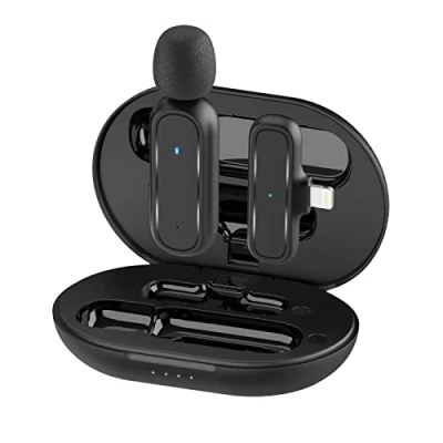 Abbildung von Handy Mikrofon Mini, 2.4GHz 【Lightning】 Lavalier mit Denoise und Ladekoffer für iPhone Vlog Live Streaming YouTube Tiktok,Drahtloses Smartphone