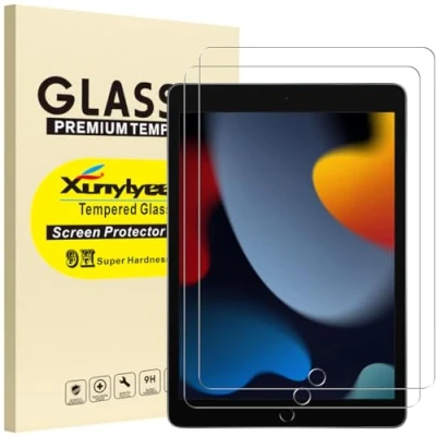 Abbildung von XunyLyee [2 Stück Schutzfolie für iPad 9 Generation 10.2&quot;, Panzer Schutz Glas Displayschutz 10,2 Zoll (Modell 2021/2020/2019, 9. /8. /7. Generation)