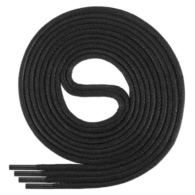 Abbildung von Di Ficchiano gewachste runde Schnürsenkel schwarz, Schuhband, Laces, Durchmesser 2 4 mm für Businessschuhe, Anzugschuhe und Lederschuhe Farbe: black Länge: 75cm