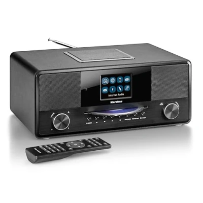 Abbildung von Karcher DAB 9000CDi Internetradio mit CD Player (DAB+ / UKW RDS, WLAN &amp; Bluetooth, USB Anschluss, AUX IN, Wecker Dual Alarm, integrierter Subwoofer) schwarz