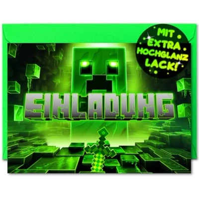 Abbildung von VULAVA 12x Gaming EINLADUNGSKARTEN KINDERGEBURTSTAG Junge Mädchen + Umschläge die Gamer PARTY Karten sind Einladung für Jungen Kinder GEBURTSTAG VIDEOSPIEL ZOCKEN