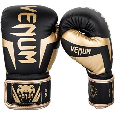 Abbildung von Venum Unisex Elite Boxing Gloves Boxhandschuhe, Schwarz / Gold, 12oz EU
