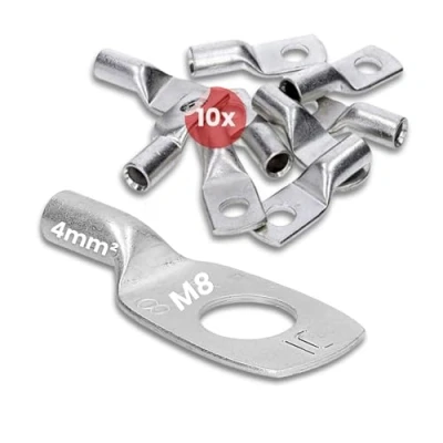 Abbildung von 10 Stück Kalitec HR4 8 Handelsübliche Rohrkabelschuhe 4mm² M8 I ohne Sichtloch Made in Germany