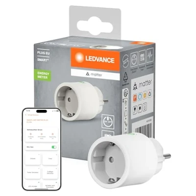 Abbildung von LEDVANCE SMART+ Indoor Plug, Smarte Steckdose mit Matter over WiFi, zur Einbindung konventioneller Geräte ins Smart Home, kompatibel Alexa, Google &amp; Apple, misst&amp;spart Stromverbrauch, weiss,1 Pack