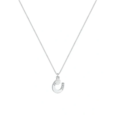 Abbildung von Elli Halskette Damen Hufeisen Kleeblatt mit Kristallen in 925 Sterling Silber