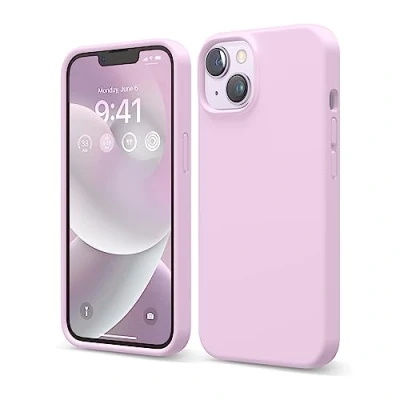 Abbildung von elago Schutzhülle für iPhone 14, Flüssigsilikon, Ganzkörper Schutzhülle, stoßfest, schlanke Handyhülle, kratzfestes, weiches Mikrofaserfutter, 15,5 cm (6,1 Zoll), Helllila