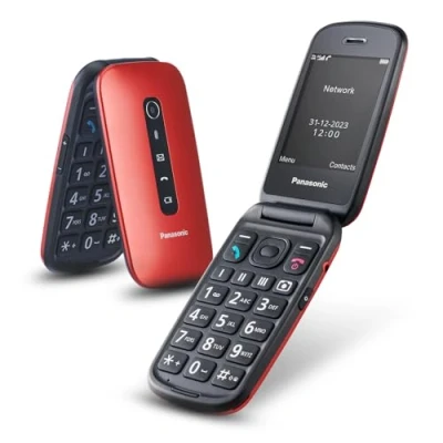 Abbildung von Panasonic KX TU550EXR 4G Essentials Clamshell Handy für Senioren, 1,2 MP Kamera, Seniorentelefon mit großem 2,8 Zoll Display, 300 Stunden Standby Zeit, Rot