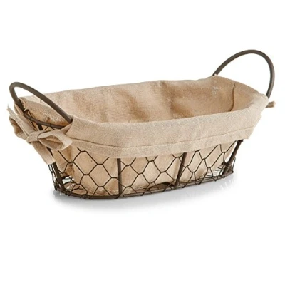 Abbildung von Zeller Brotkörbchen, Draht/Leinen, Braun/Beige, 26 x 17 9 cm, 18090