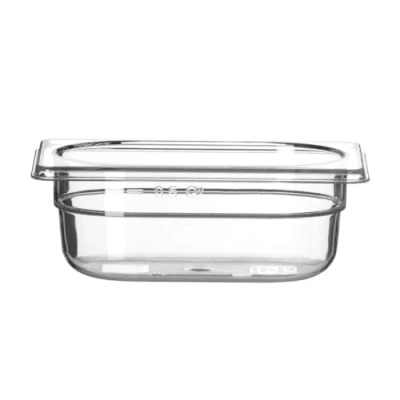 Abbildung von HENDI Gastronormbehälter, Temperaturbeständig von 40 bis 110C, Skalierung, Geruchs und geschmackneutral, 0,6L, Polycarbonat, GN 1/9, 176x108x(H)65mm, Transparent