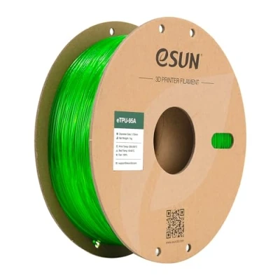 Abbildung von eSUN Flexibles TPU Filament 1.75mm, 3D Drucker 95A, Maßgenauigkeit +/ 0.05mm, 1kg Spule (2.2 LBS) Druck für Drucker, Transparent Grün