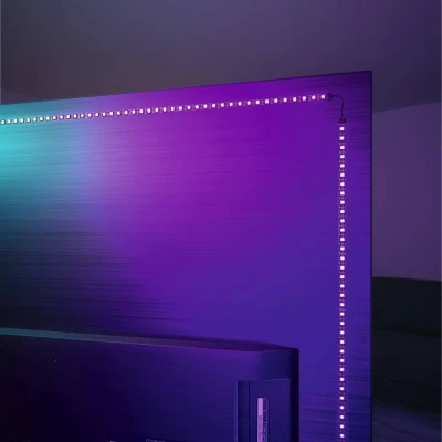 Abbildung von Paulmann 78880 LED Stripe USB TV Beleuchtung 55 Zoll 2m 60LEDs/m Dynamic Rainbow RGB incl. 1x3,5 Watt dimmbar Lichtband Schwarz Kunststoff