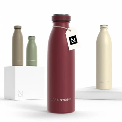 Abbildung von LARS NYSØM Edelstahl Trinkflasche 350ml, 500ml, 750ml, 1L, 1 5 liter Thermosflasche Kohlensäure geeignet Auslaufsichere Wasserflasche für Sport, Outdoor, Schule (Berry Red, 500ml)