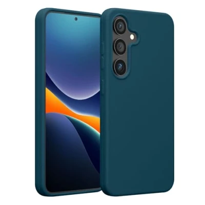 Abbildung von kwmobile Hülle kompatibel mit Samsung Galaxy S25 Plus Silikon Handy Case Handyhülle weiche Oberfläche kabelloses Laden Petrol matt