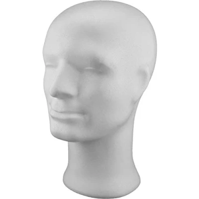 Abbildung von MCE Commerce A33M8693 Styropor Kopf Mann, Höhe 300 mm, Weiss, x 210 170 mm