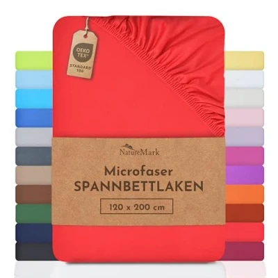 Abbildung von NatureMark Mikrofaser SPANNBETTLAKEN zum Sparpreis! viele Größen und Farben Markenware (120x200 cm, rot)