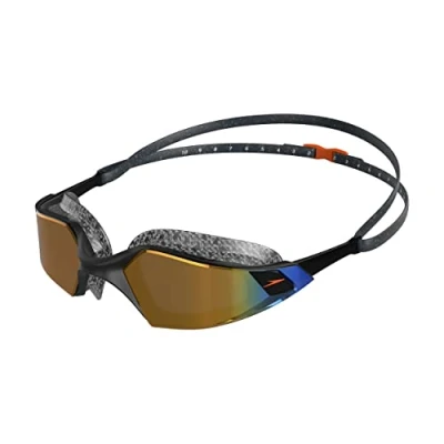 Abbildung von Speedo Unisex Erwachsene Aquapulse Pro Mirror Schwimmbrille, Schwarz/Gold, Einheitsgröße