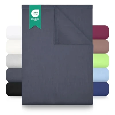 Abbildung von GREEN MARK Textilien Klassische Bettlaken Betttuch Laken Leintuch Haustuch 100% Baumwolle ohne Gummizug vielen Größen und Farben Größe: 240x275 cm, anthrazit grau