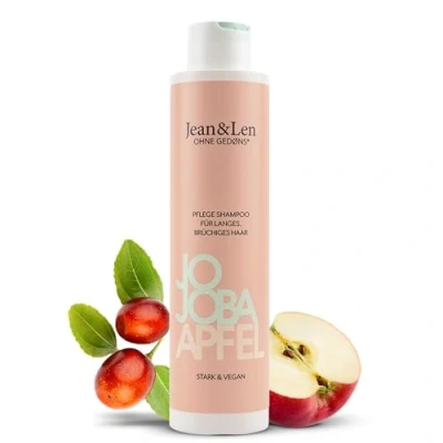 Abbildung von Jean &amp; Len Pflege Shampoo Jojoba Apfel, pflegt langes und brüchiges Haar, für gesünder stärker aussehendes Haarpflege mit Apfel Duft, ohne Parabene Silikone, vegan, 300 ml