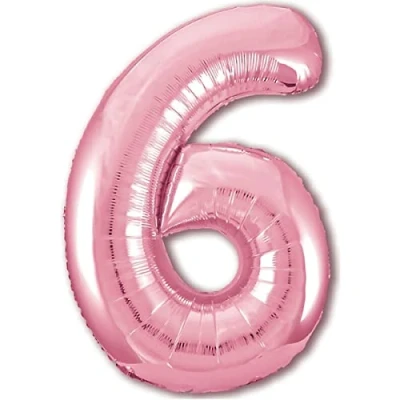 Abbildung von Luftballon 6. Geburtstag Zahl 6 Rosa XXL Riesen Folienballon 100cm Geburtstagsdeko Mädchen Ballon Deko zum Geburtstag. Fliegt mit Helium.