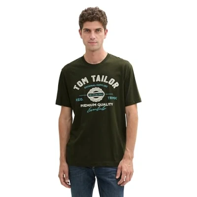 Abbildung von TOM Tailor MIT LOGO Tshirt print, Herren, Größe: Medium, Dark rosin green