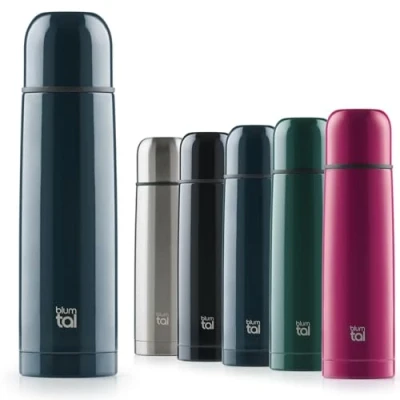 Abbildung von Blumtal® Thermosflasche 700 ml BPA freie Thermoskanne 700ml für warm&amp;kalt auslaufsichere Isolierflasche aus Edelstahl mit Becher/Thermoskanne Tee Dark Ocean Blue Blau