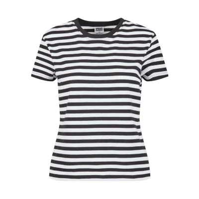 Abbildung von Urban Classics Regular Striped TEE Tshirt print, Damen, Größe: 3XL, White black
