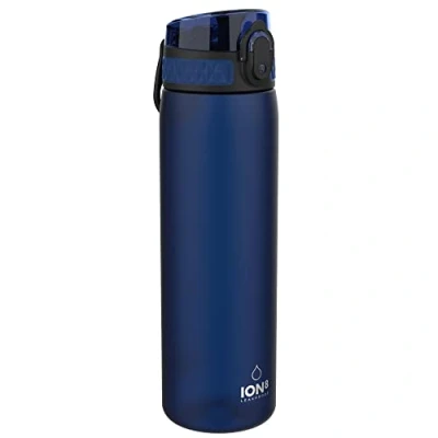 Abbildung von Ion8 Trinkflasche, 500 ml, Auslaufsicher, Einhandöffnung, Sichere Verriegelung, Spülmaschinenfest, BPA frei, Tragegriff, Klappdeckel, Leicht zu Reinigen, Klimaneutral, Navy Blau