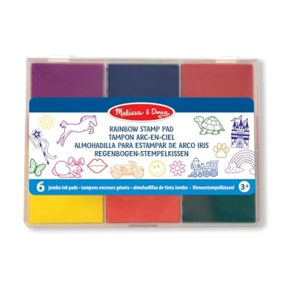 Abbildung von Melissa &amp; Doug Regenbogen Stempelkissen für Kinder ab 4 Jahren, 6 Farben, auswaschbare Tinte