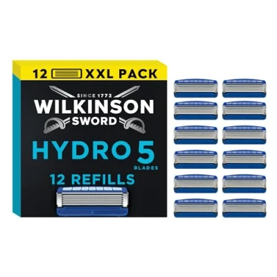 Abbildung von WILKINSON SWORD Hydro 5 Rasierklingen für Männer Feuchtigkeitsspendendes Gel und umklappbarer Trimmer 12er Pack