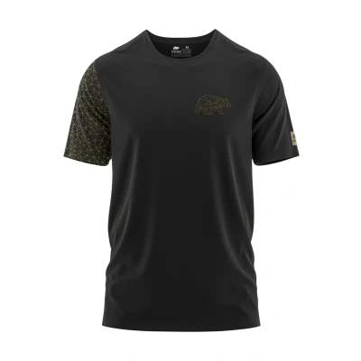 Abbildung von FORSBERG Thyrison T Shirt Rundhals mit Brustlogo Bär Polygon Design hochwertig robust hellgrau Melange für Herren, Farbe:schwarz/Bronze, Größe:M