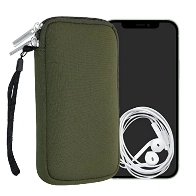 Abbildung von kwmobile Handytasche für Smartphones L 6,5&quot; Neopren Handy Hülle Olivgrün Tasche 16,5 x 8,9 cm Innenmaße