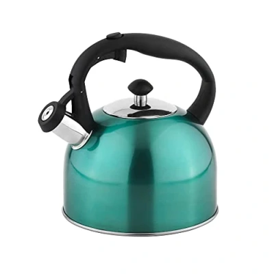 Abbildung von Amazon Basics Edelstahl Teekessel, 2,3 l, blaugrün