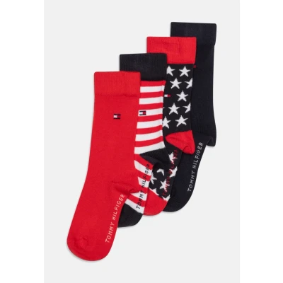 Abbildung von Tommy Hilfiger KIDS Stars Stripes Unisex 4 PACK Socken für Kinder, Größe: 23 26, Red/blue
