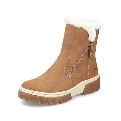 Abbildung von Rieker Damen Ankle Boots X8661, Frauen Stiefeletten, lose Einlage,uebergangsschuhe,uebergangsstiefel,flach,Stiefel,Bootee,braun (24),42 EU / 8 UK
