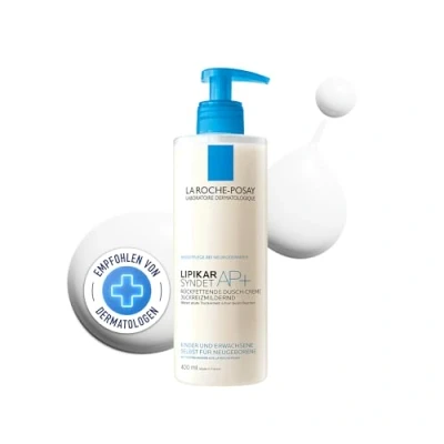 Abbildung von La Roche Posay Rückfettendes Duschgel, für extrem trockene, zu Neurodermitis neigende Haut, Auch Babys und Kinder, Mit Niacinamid Aqua Posae Filiformis, Lipikar Syndet AP, 400 ml