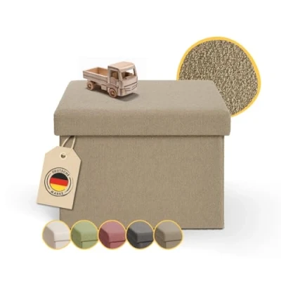 Abbildung von Laleni Sitzbank mit Stauraum Truhenbank 41x31 cm Sitztruhe Sitzwürfel Aufbewahrungsboxen klein Spielzeug Aufbewahrung Hocker Teddy in Taupe