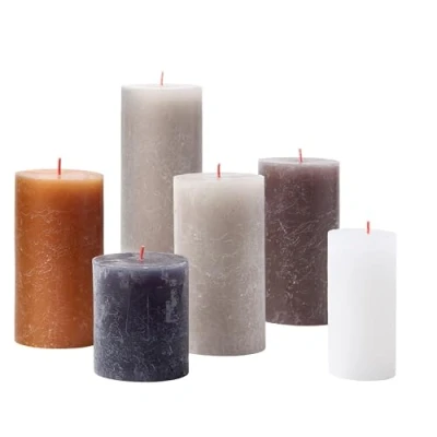 Abbildung von Bolsius Rustikale Stumpenkerzen Geschenkset mit 6 Stück New Neutrals Dekorative Haushaltskerzen Lange Brenndauer Unparfümierte Enthält natürliches Pflanzenwachs Ohne Palmöl