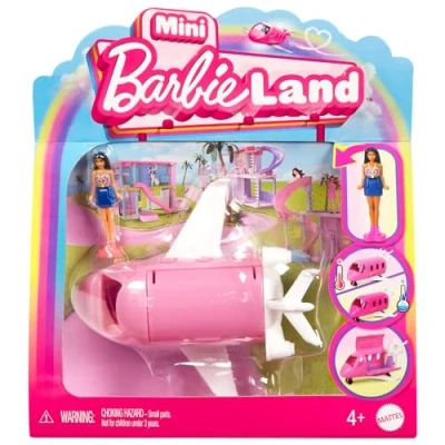 Abbildung von Barbie Mini BarbieLand Puppen und Spielzeugfahrzeug Sets, 1,5 Zoll Puppe ikonisches mit Farbwechsel Überraschung, HYF40