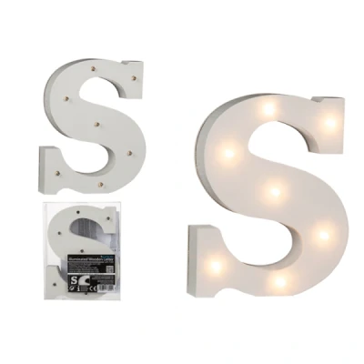 Abbildung von Beleuchteter Holz Buchstabe S, mit 7 LED, ca. 16 cm