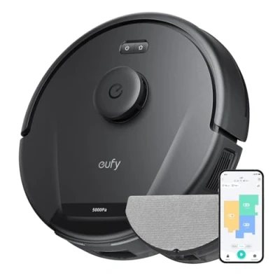 Abbildung von eufy L60 Saugroboter mit Wischfunktion, Ultra Starke 5.000Pa Saugkraft, iPath Laser Navigation, für gründliche Bodenreinigung, ideal Haare, Hartböden