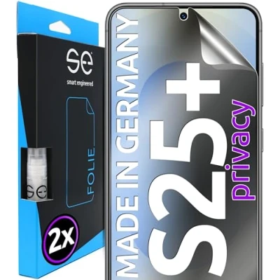 Abbildung von 2x se® 3D SCHUTZFOLIE Privacy für Samsung Galaxy S25 Plus, Anti Spy, 100% Fingerabdruck &amp; FaceID kompatibel, einfache blasenfreie Installation, Blickschutz, Stoß Kratzfest TPU, aus Deutschland