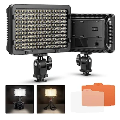 Abbildung von NEEWER 176 LED Videoleuchte Streaming Licht 5600K dimmbar Videolicht Panel mit 1/4 Zoll Gewinde, Key Light für Canon Nikon Pentax Panasonic Sony und andere DSLR Kameras Beleuchtung Fotografie