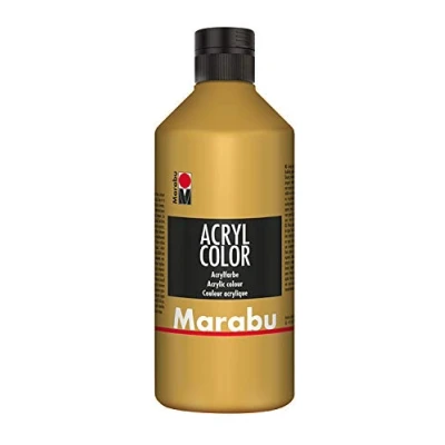 Abbildung von Marabu 12010075084 Acryl Color gold 500 ml, cremige Acrylfarbe auf Wasserbasis, schnell trocknend, lichtecht, wasserfest, zum Auftragen mit Pinsel und Schwamm Leinwand, Papier Holz