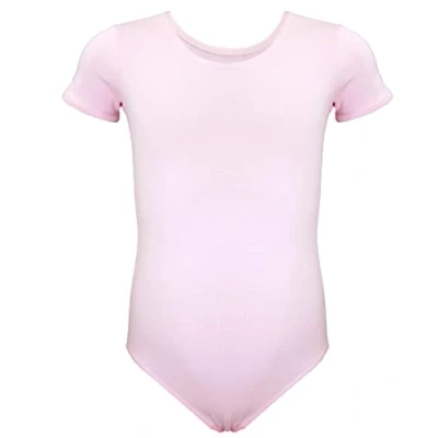 Abbildung von Aquarti Mädchen Kurzarm Ballettanzug Einfarbig, Farbe: Rosa, Größe: 128