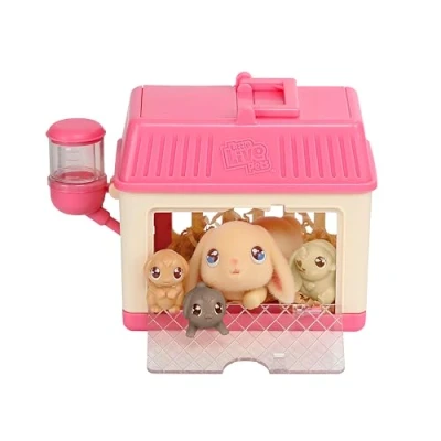 Abbildung von Little Live Pets Mama Surprise Mini Hasen Spielset Lil&#039; Bunny; die bekommt 2,3 oder 4 Babys, im Miniformat, wiederholbares Spielemuster