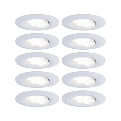 Abbildung von Paulmann 99922 LED Einbauleuchte Calla rund 10er Set 10x6W IP65 neutralweiße Einbaustrahler Weiß matt schwenkbar Spots Kunststoff Einbaulampe 4000K